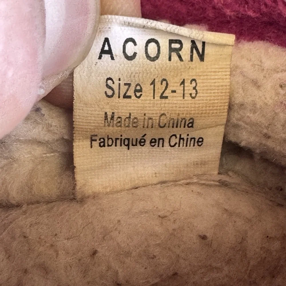 Size 12/13 - Acorn Kids' Slipperss Colby Gore Moccasins, Magenta Elephant